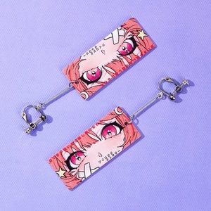 💕 Super Adorable Pierce-less Pastel Kawaii Anime Cartoon Panel Tassel Earrings